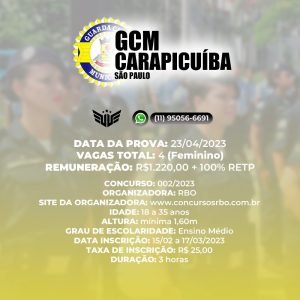 COMO FUNCIONA O CONCURSO PARA GCM DE CARAPICUBA SP